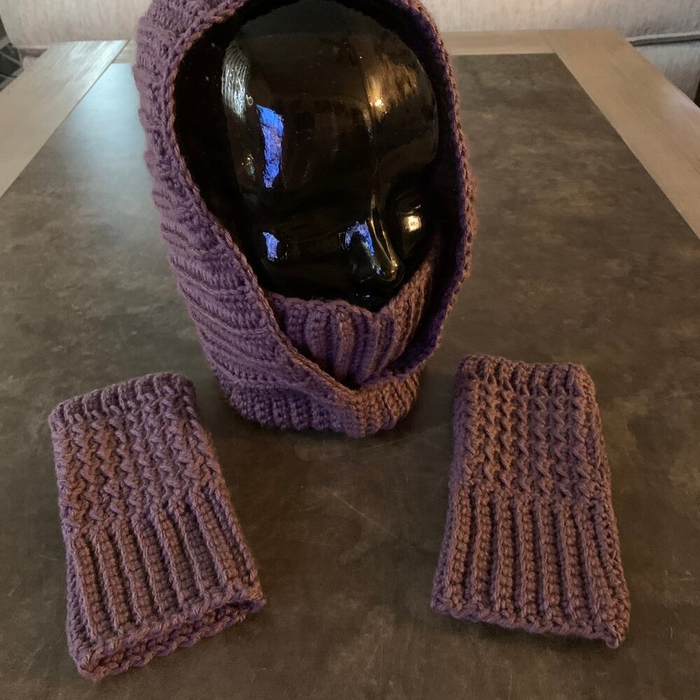 # 2- Hand Crafted Hooded Cowl & Wrist Warmers